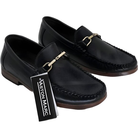 Aston Marc Men's Perforated Bit Loafers Black Dress Slip-On Men's US 8M - Picture 4 of 6